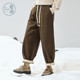 Zihan 100% pure cotton harem pants for women in winter new loose and slim high waist drawstring casual pants radish pants