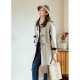 Zihan striped contrasting wool coat for women in winter new retro British style horn buckle loose long jacket