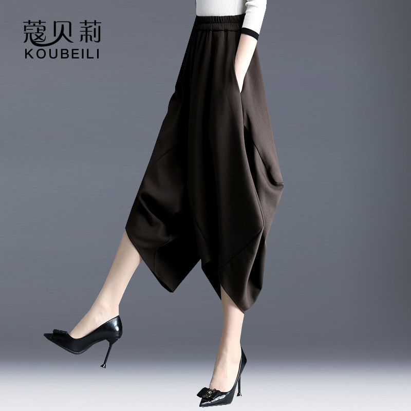 新款秋冬21复古咖啡色遮肉阔腿裤 蔻贝莉休闲裤