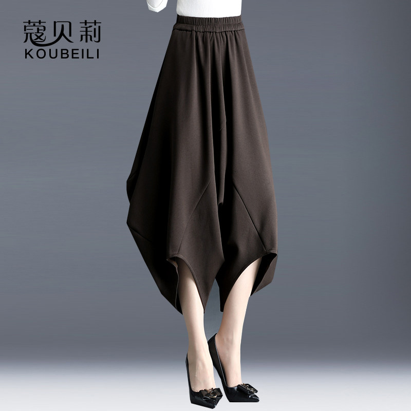新款秋冬21复古咖啡色遮肉阔腿裤 蔻贝莉休闲裤