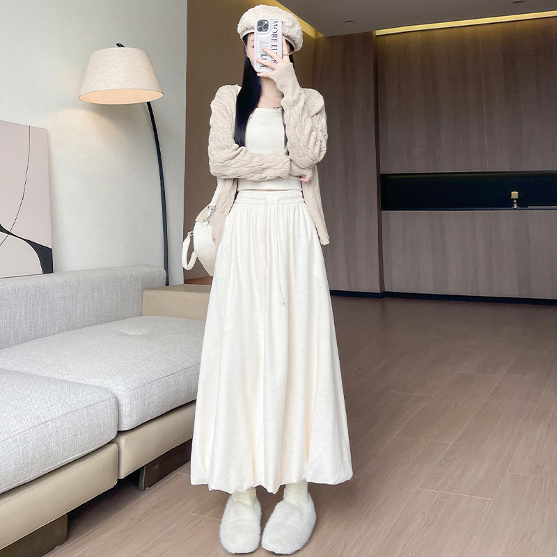 糯米花苞裙女春秋冬2025新款加绒伞裙中长款垂感气质a字半身裙子,淘宝优惠券,粉丝福利购,淘宝优惠卷