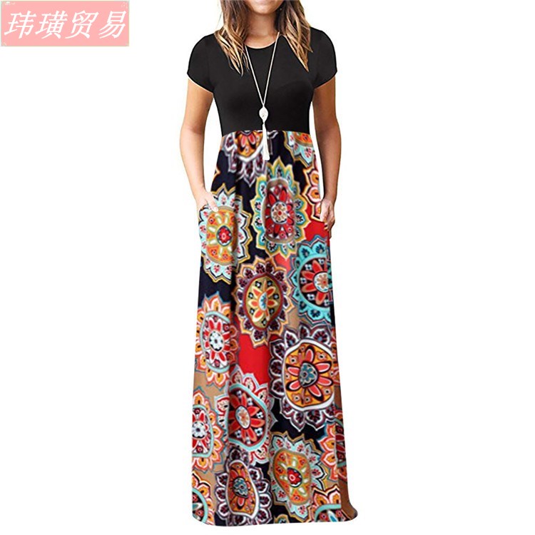 2020 Summer Printed sexy women Long dress 印花长裙连衣裙女 - 图3