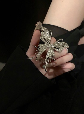 夸张大蝴蝶戒指女时尚个性小众设计金属冷淡风装饰独特开口食指戒