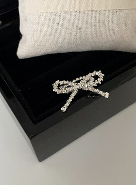 小众设计感蝴蝶结碎银子串珠戒指女甜美可爱个性时尚百搭指环戒子