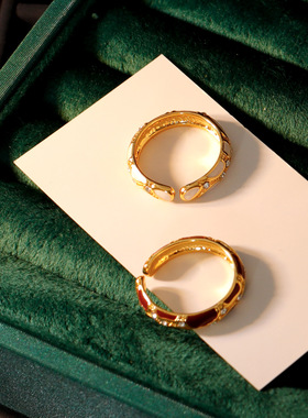 复古港风戒指女小众设计轻奢高级气质食指指环2024年新款潮开口戒