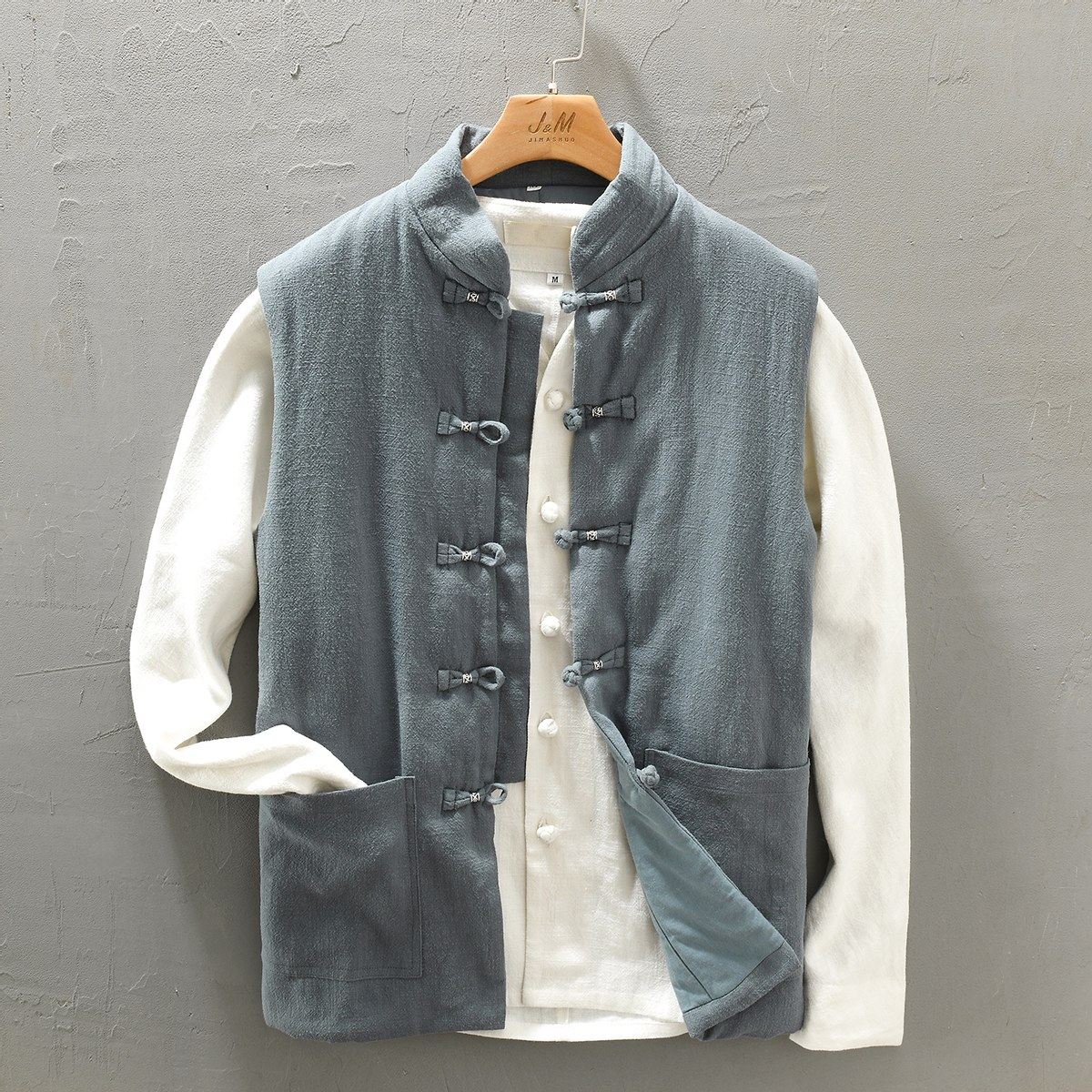 极麻中国风立领盘扣无袖坎肩棉麻马甲男国潮苎麻保暖宽松亚麻外套,淘宝优惠券,粉丝福利购,淘宝优惠卷