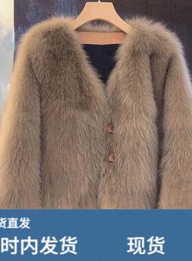 环保新款草外套短款冬季新款大衣宽松加厚小香风新款新款外套女手