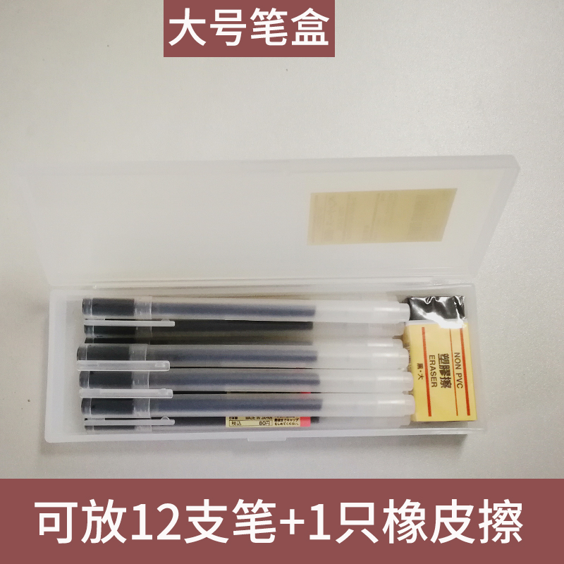 MUJI无印良品笔盒PP塑料磨砂半透明铅笔盒大号小号双层便携收纳盒-图1