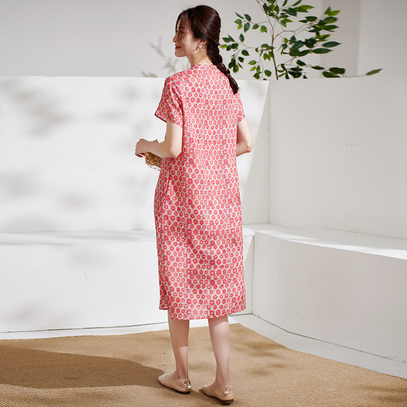 莎韵诗2022夏季新品中式立领连衣裙 莎韵诗连衣裙