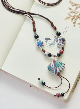 女陶瓷扇贝项坠/吊坠摆摊货源