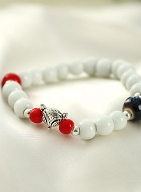 陶瓷饰品狐狸手链白色