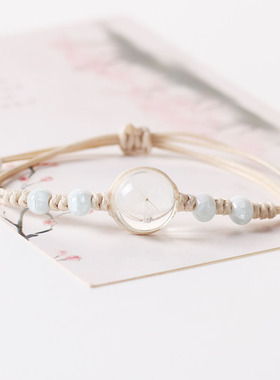 原创设计风编织干花可调节手链