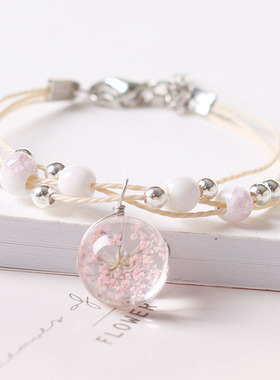 原创设计风饰品干花学生玻璃球