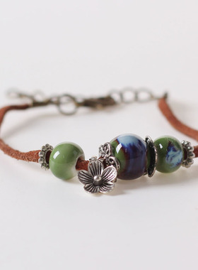 陶瓷原创设计风编织可调节手链