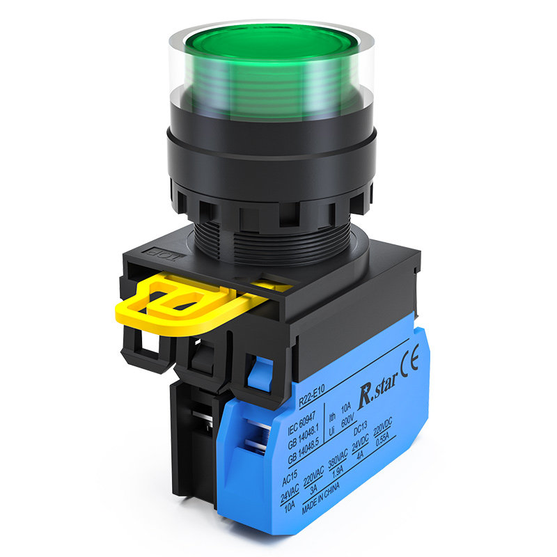 r.star按钮开关带灯绿色220v/24v圆形启动停止电源控制22mm自锁式,淘宝优惠券,粉丝福利购,淘宝优惠卷