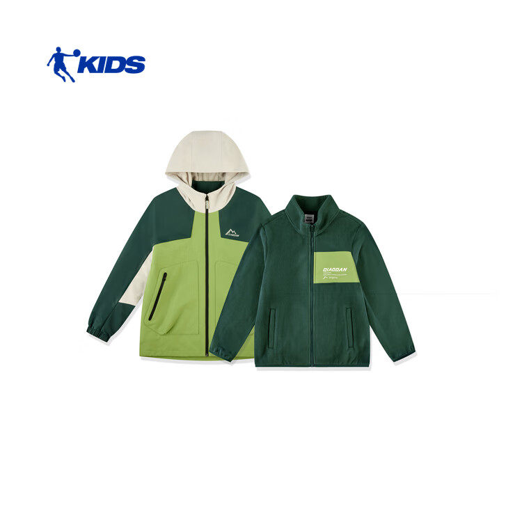 乔丹三合一风衣男童摇粒两件套外套儿童加绒户外连帽TDFFDA261037,淘宝优惠券,粉丝福利购,淘宝优惠卷