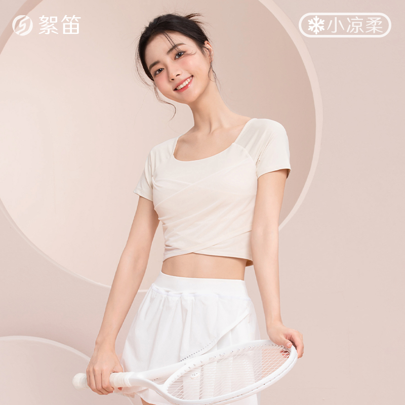 絮笛瑜伽服女套装健身短袖运动上衣t恤普拉提训练服夏季2024新款 - 图0