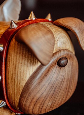 ins风实木狗狗抽纸盒家用书房书桌办公室高端创意纸巾盒