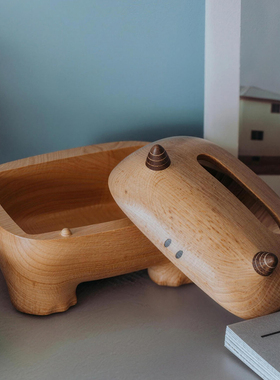 乔迁新居礼物实木大角怪抽纸盒客厅茶几创意摆件高档实用伴手礼