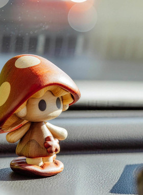 设计师品牌Winki蘑菇人实木潮玩原创艺术手办高端礼品木质摆件