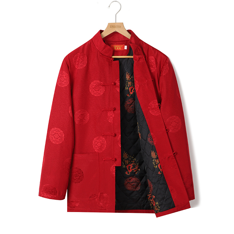 中式爸爸装冬季绸缎唐装中老年棉服 正九品民族服装