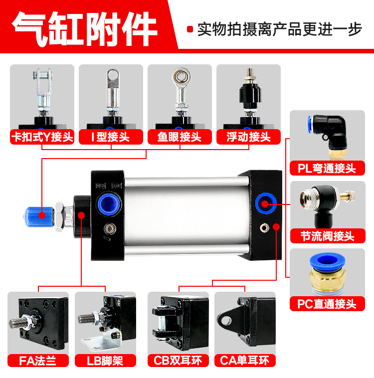 新款SC标准气动气缸大推力SC100X25X50X100X200X300S压豆腐气缸耐 - 图1