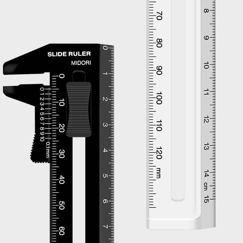 日本midori游标卡尺CL透明卡尺学生用0.1mm精度小物品厚度测量尺子15cm - 图2