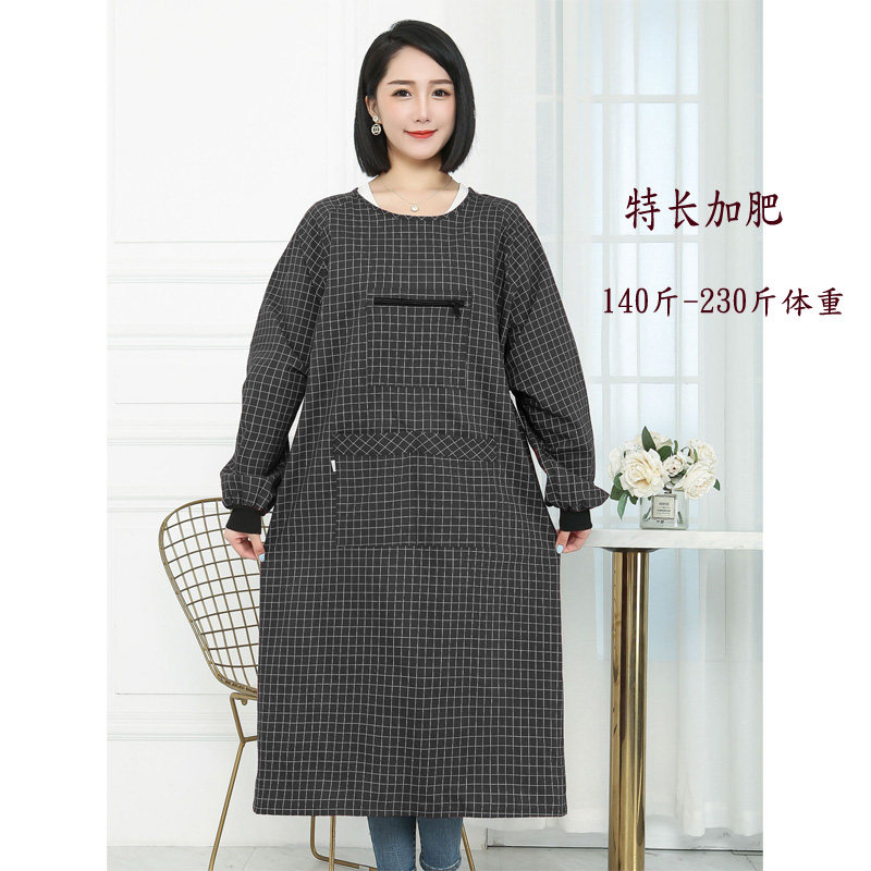 超长款加肥纯棉长袖围裙家用厨房防污罩衣男女加大工作服过膝围腰,淘宝优惠券,粉丝福利购,淘宝优惠卷