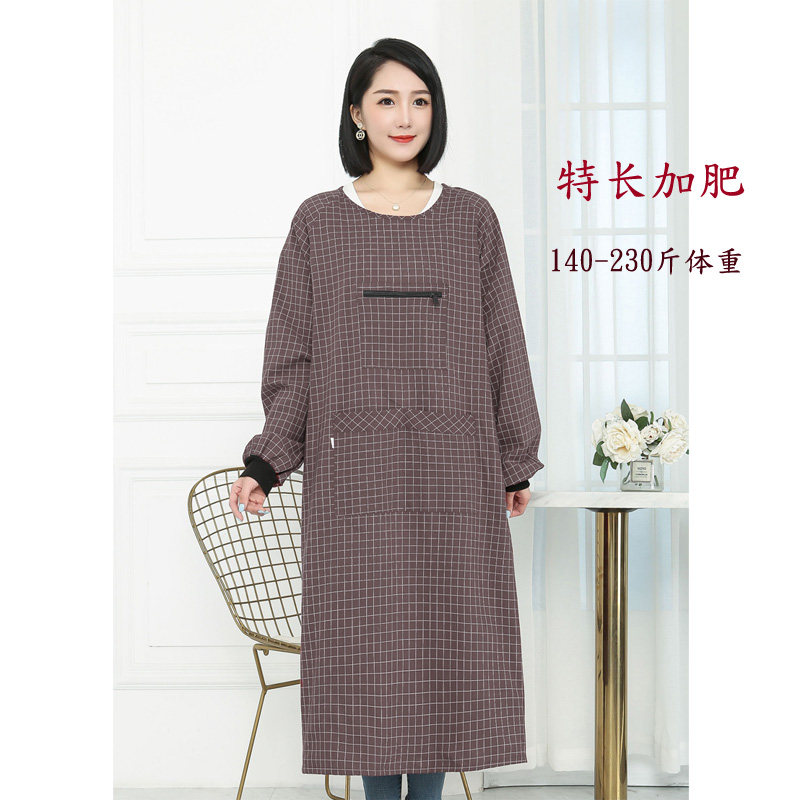 超长款加肥纯棉长袖围裙家用厨房防污罩衣男女加大工作服过膝围腰,淘宝优惠券,粉丝福利购,淘宝优惠卷