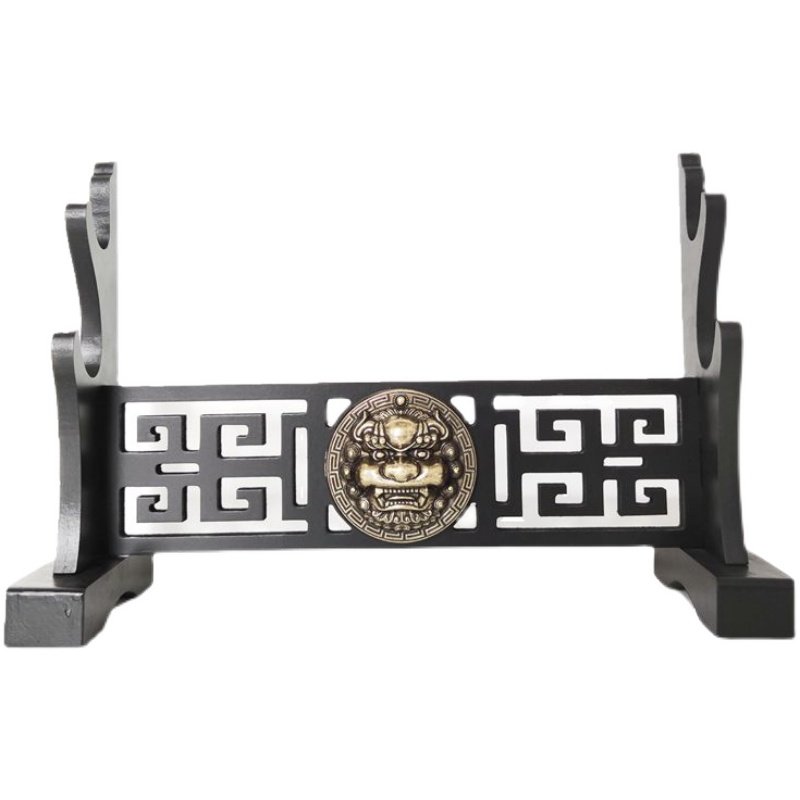 镇宅黑胡桃色刀剑架子镂空剑架武士器械笛子麒麟头兵器架剑托剑座,淘宝优惠券,粉丝福利购,淘宝优惠卷