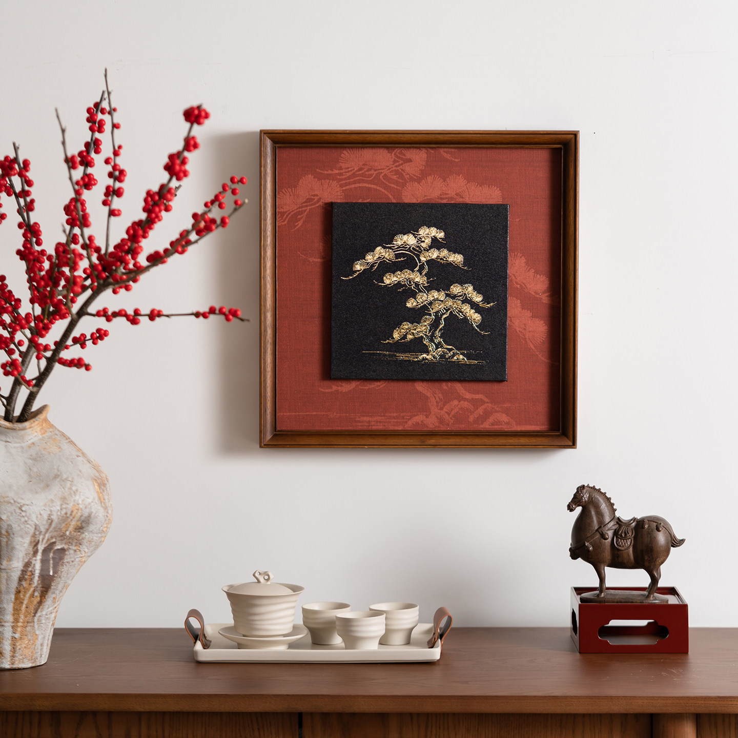 新中式画框新年客厅挂画木质边框现代装饰画挂墙相框玄关挂画,淘宝优惠券,粉丝福利购,淘宝优惠卷