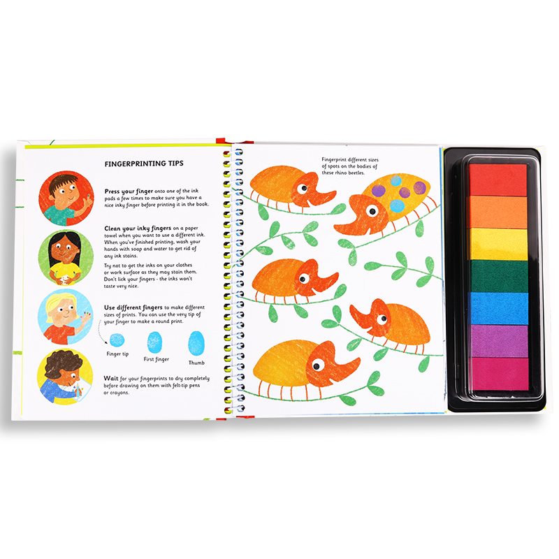 Usborne Fingerprint Activities Bugs尤斯伯恩指纹印画书昆虫主题颜料手指画低幼儿童艺术启蒙创意绘画DIY 6+岁英文原版-图0