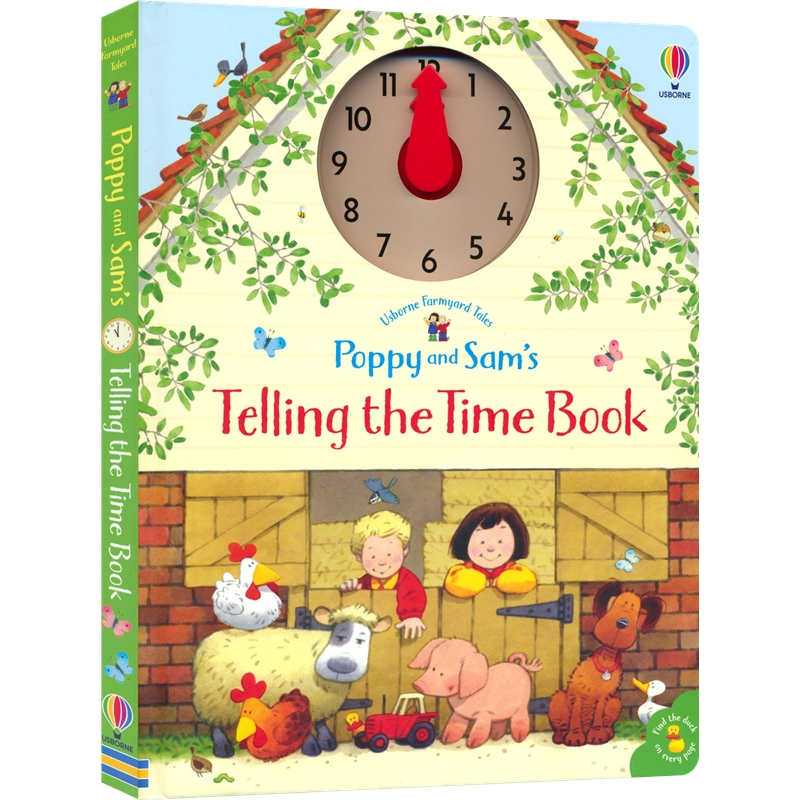 Usborne Poppy and Sam's Wind Up Tractor Train Book Telling Time发条拖拉机蒸汽火车轨道玩具书时间认知亲子互动英文原版-图0