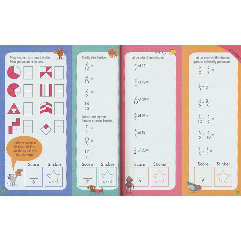 Usborne Fractions and Decimals Activity Book 尤斯伯恩 数学分数和小数 数学活动书 英语单词 幼儿早教 英语启蒙 7+岁 英文原版 - 图0