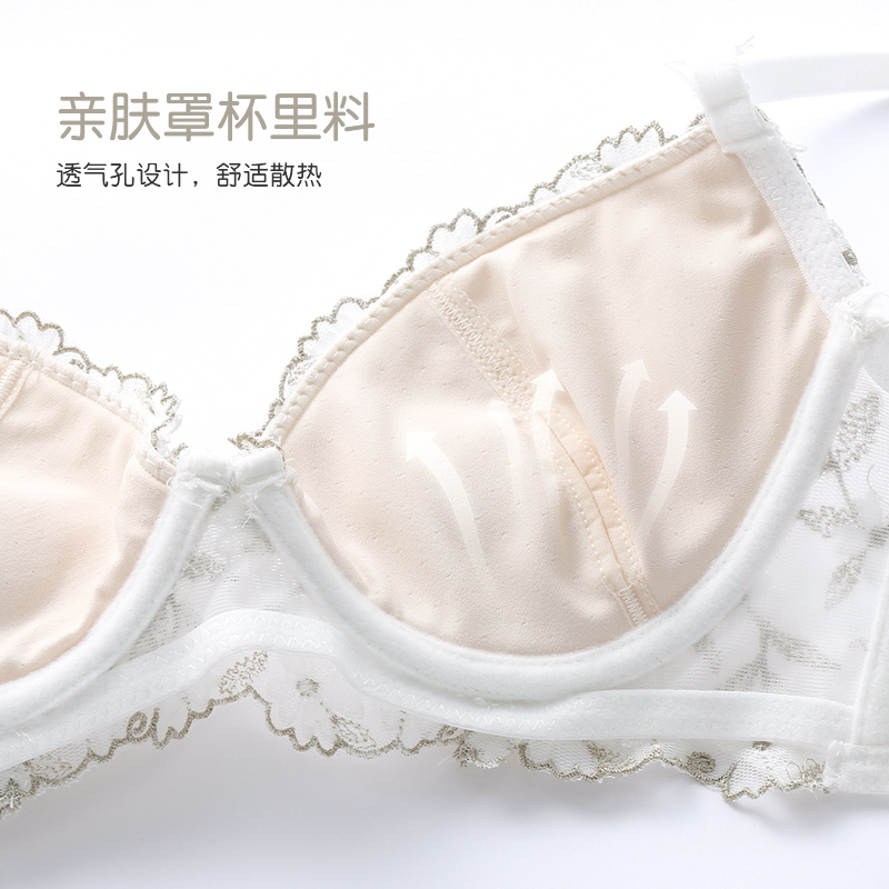 六只兔子旗舰店六只兔子女士内衣小胸聚拢收副乳有钢圈蕾胸罩丝性感少女文胸套装3