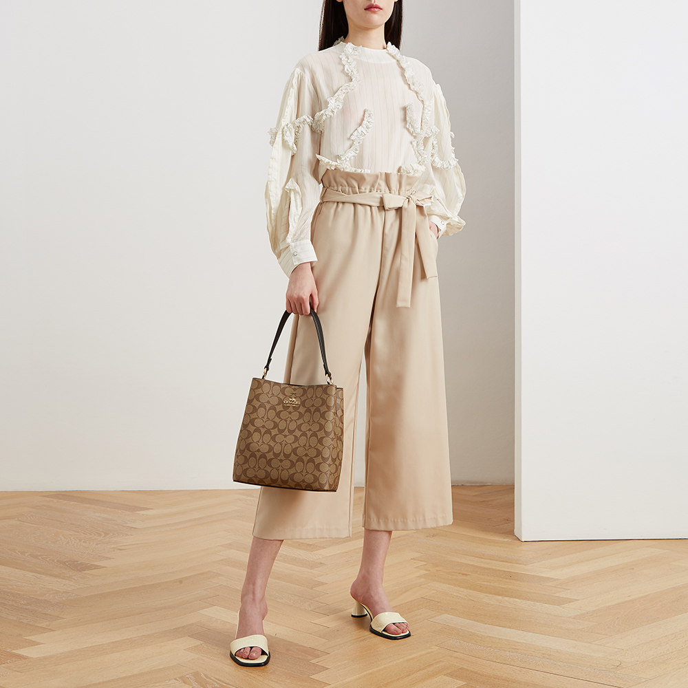 coach /蔻驰多色牛皮革logo手提包 魅力惠买手折扣直营女士包袋