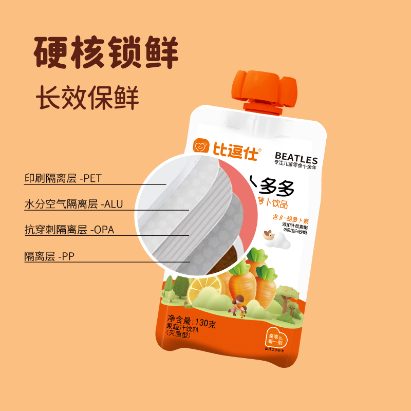 比逗仕胡萝卜多多儿童果汁含叶黄素酯益生菌发酵灭菌型果蔬汁饮料