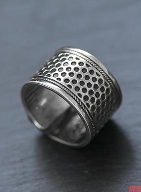 复古防滑潮流手缝针工具吉祥如意祥云戒指顶针裁布开口民族风