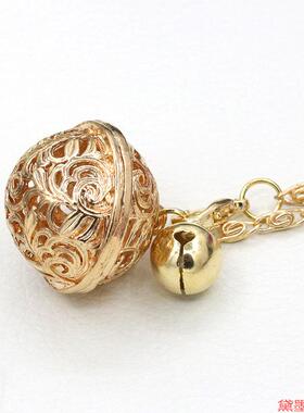 饰品精致镂空带铃铛玫瑰金复古风钥匙扣宫铃吊坠小吊件宫廷