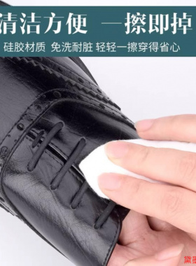 休闲鞋女神器硅胶鞋带黑色马丁靴懒人松紧运动鞋免洗靴子半圆男鞋