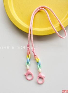 彩虹色系口罩链时尚INS风2024可爱DIY塑料网红带子
