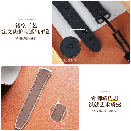 适用华为watch4pro手表带Watch4pro智能腕表磁吸扣真皮表带专用一体无缝衔接蔚蓝地球真皮硅胶复合高级链腕带 - 图1