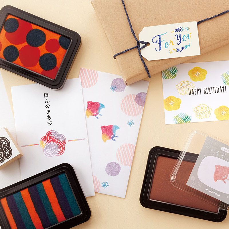 日本旗牌Shachihata印泥色模样手帐DIY创意手作空白涂色印台 - 图0