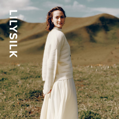 莉莉秀客LILYSILK秋冬新品100%山羊绒V领开衫毛衣外套简约 - 图1