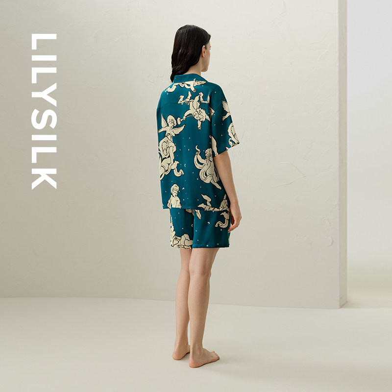 【星座系列】双子座专属莉莉秀客LILYSILK桑蚕丝印花短袖睡衣套装,淘宝优惠券,粉丝福利购,淘宝优惠卷