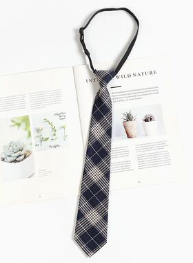 人免打衬衫配饰日系条蓝色领带学院风jk懒纹学士服领结女手打男dk