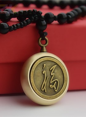 毛主席像黄铜吊坠毛爷爷铜坠圆形项链纪念礼品配红盒直径37厘米v1