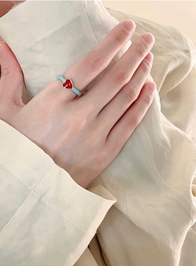 法式复古蓝色蝴蝶戒指