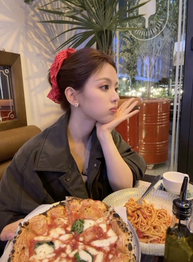 超越妹妹同款红色蕾丝发圈