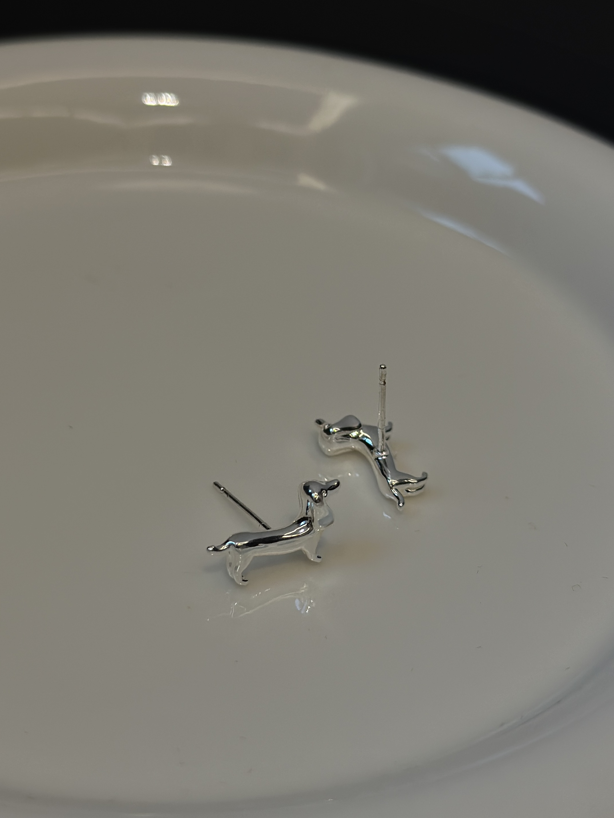 vogueess可爱小狗造型腊肠犬耳环耳钉s925银针小众设计感银色配饰 - 图2